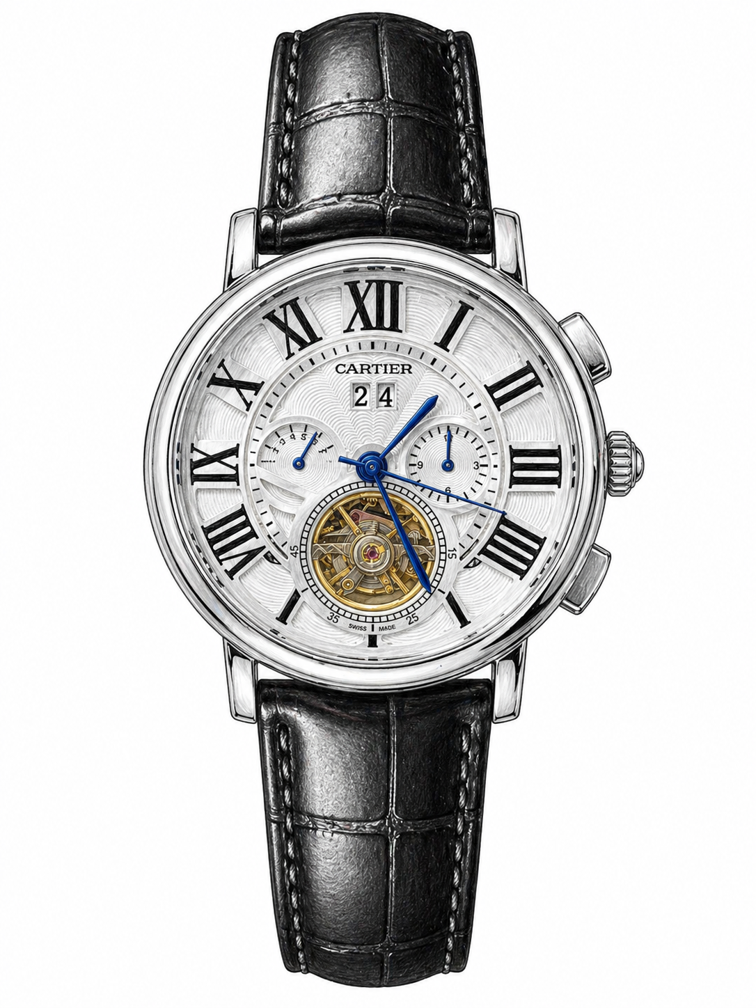 ساعة cartier رجالية جلد 454